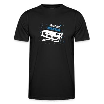 Rodel Master Rodeln Schlitten Winterrodel - Männer Funktions-T-Shirt - Schwarz - Vorne - AI Model Male 178 dark (178cm)