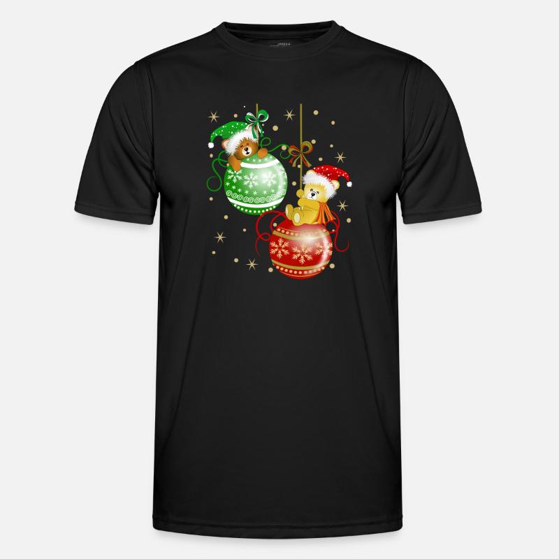 Bärchen auf Weihnachtskugeln Bär Weihnachtsdeko - Männer Funktions-T-Shirt - Schwarz
