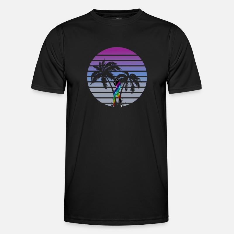synth wave babe 80s miami style palms Men's Functional T-Shirt