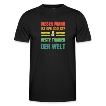 Coolster & Bester Trainer der Welt - Männer Funktions-T-Shirt - Schwarz - Vorne - AI Model Male 178 dark (178cm)