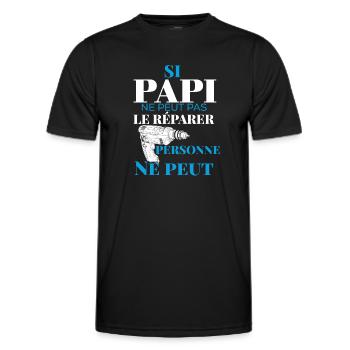 Si Papi Ne Peut Pas Le Réparer Personne Ne Peut - T-shirt sport Homme - noir - Devant - AI Model Male 178 dark (178cm)