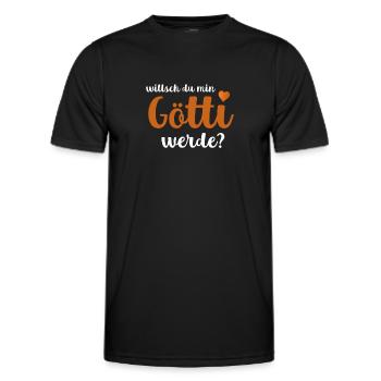 Willsch Du Min Götti Werde? Götti Fragen Firmgötti - Männer Funktions-T-Shirt - Schwarz - Vorne - AI Model Male 178 dark (178cm)