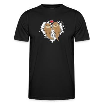 Otter Otter verliebt - Männer Funktions-T-Shirt - Schwarz - Vorne - AI Model Male 178 dark (178cm)