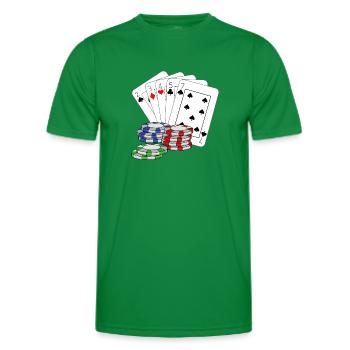 Poker Pokerkarten pokern Pokerface Kartenspiel - Männer Funktions-T-Shirt - Kelly Green - Vorne - AI Model Male 178 dark (178cm)