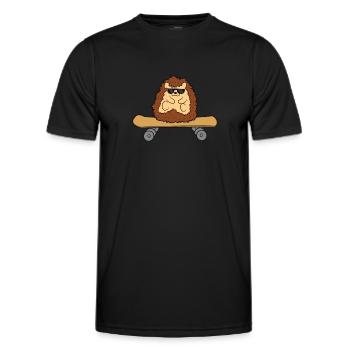 Igel Skateboard Lustiger Igel - Männer Funktions-T-Shirt - Schwarz - Vorne - AI Model Male 178 dark (178cm)