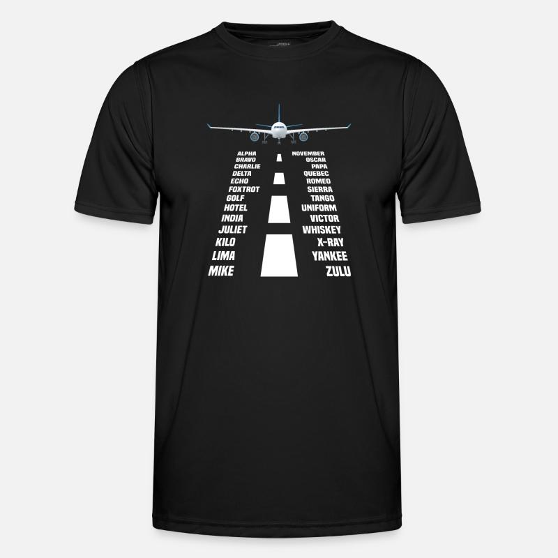 Airplane pilot phonetic alphabet - Men's Functional T-Shirt - black