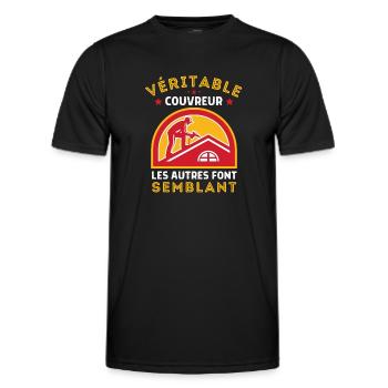 Véritable couvreur LES AUTRES FONT SEMBLANT CADEAU - T-shirt sport Homme - noir - Devant - AI Model Male 178 dark (178cm)