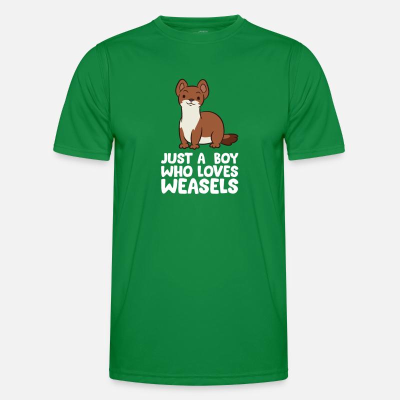 Nur ein Junge, der Wiesel liebt Männer Funktions-T-Shirt