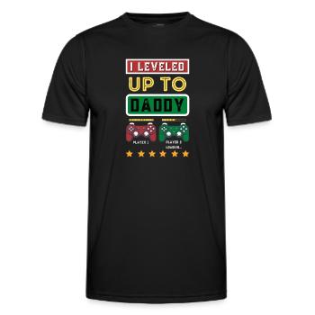 I Leveled Up To Daddy 2021 Funny Soon To Be Dad - Men's Functional T-Shirt - black - Front - AI Model Male 178 dark (178cm)