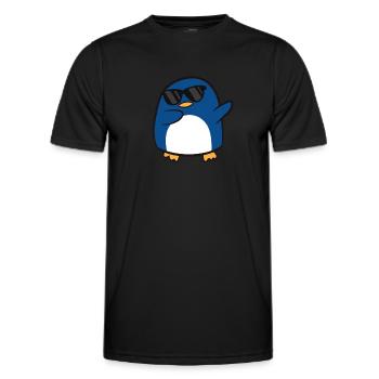 Drôle d’amoureux des pingouins barbotant un pingouin - T-shirt sport Homme - noir - Devant - AI Model Male 178 dark (178cm)