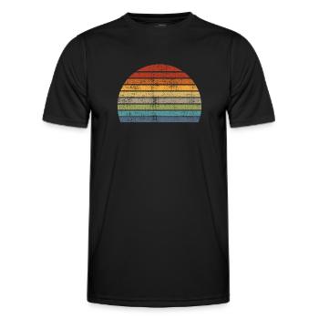 Retro Hintergrund Regenbogen Vintage Style Sonne - Männer Funktions-T-Shirt - Schwarz - Vorne - AI Model Male 178 dark (178cm)