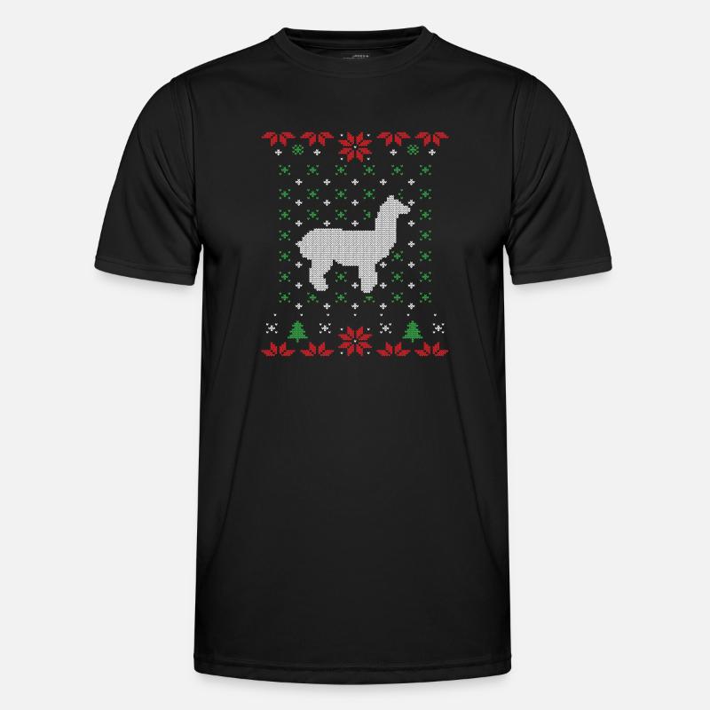 Lama hässlicher Weihnachtspullover - Männer Funktions-T-Shirt - Schwarz