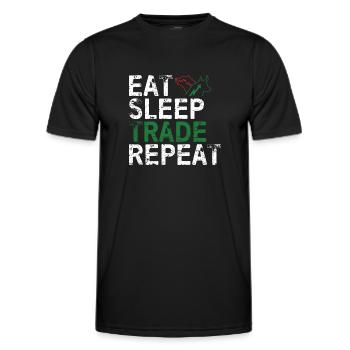 Eat Sleep Trade Repeat Day Stock Trading Fan Stock - Men's Functional T-Shirt - black - Front - AI Model Male 178 dark (178cm)