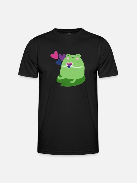 Sød frø med biseksuelle stolthed flag farver - Funktionsshirt til herrer - sort