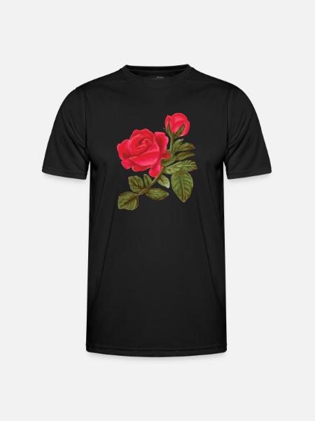 Rosen Aquarell handgemalt - Männer Funktions-T-Shirt - Schwarz