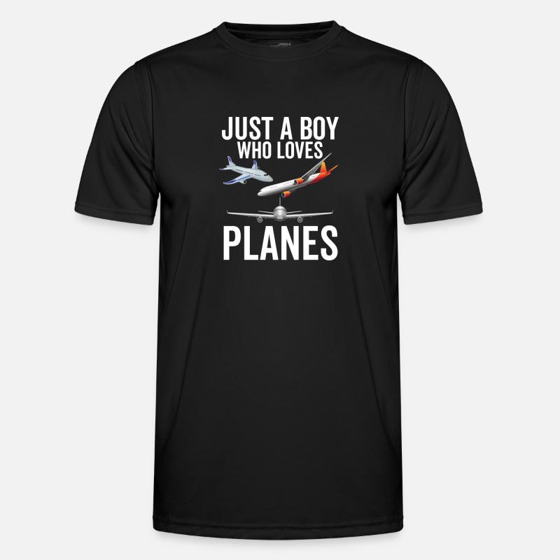 Bare en dreng, der elsker fly - Funktionsshirt til herrer - sort