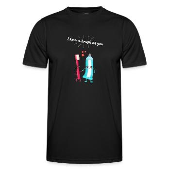 Brosse à dents et dentifrice Paire Cadeau pour les dentistes - T-shirt sport Homme - noir - Devant - AI Model Male 178 dark (178cm)