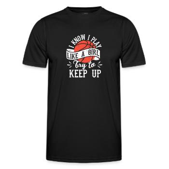 Ich weiß, ich spiele wie ein Mädchen Basketball - Männer Funktions-T-Shirt - Schwarz - Vorne - AI Model Male 178 dark (178cm)