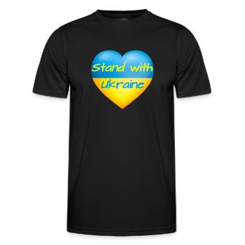 Stand with Ukraine Heart yellow blue flag Ukraine - Men's Functional T-Shirt - black - Front - AI Model Male 178 dark (178cm)