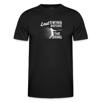 Last swing before the ring Golf-Fan Golfer - Men's Functional T-Shirt - black - Front - AI Model Male 178 dark (178cm)
