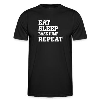 MANGE DORMIR BASE JUMP RÉPÉTER DRÔLE SARCASTIQUE - T-shirt sport Homme - noir - Devant - AI Model Male 178 dark (178cm)