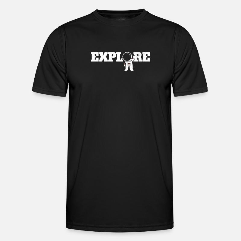Astronaut Explore Planet Raumschiff - Männer Funktions-T-Shirt - Schwarz