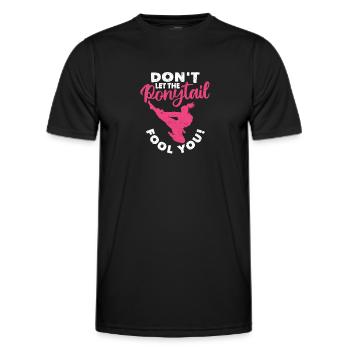 Ne vous laissez pas berner par la queue de cheval Funny - T-shirt sport Homme - noir - Devant - AI Model Male 178 dark (178cm)