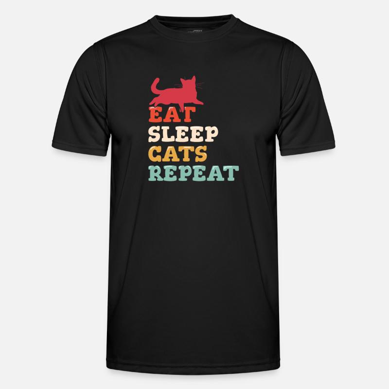 Manger Sommeil Chats Répéter Drôle De Chat Amant Mignon Chat Maman T-shirt sport Homme