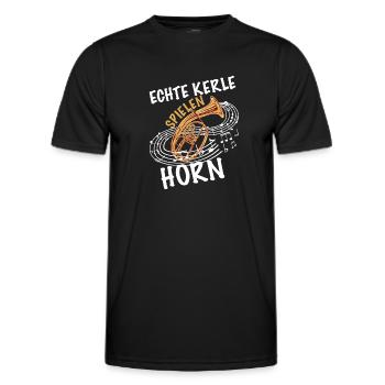 Echte Kerle spielen Horn - Männer Funktions-T-Shirt - Schwarz - Vorne - AI Model Male 178 dark (178cm)