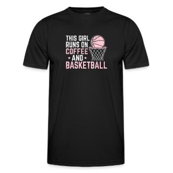 This Girl Runs On Coffee And Basketball Player Lov - Men's Functional T-Shirt - black - Front - AI Model Male 178 dark (178cm)