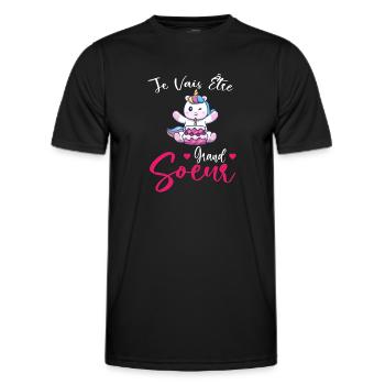 Je Vais Être Grand Soeur - T-shirt sport Homme - noir - Devant - AI Model Male 178 dark (178cm)