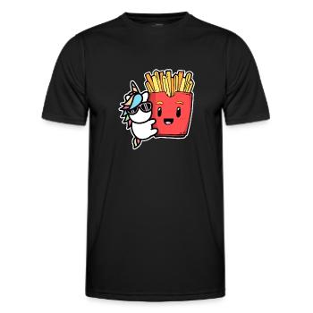 Pommes Frites Pommes Liebhaber Einhorn mit Pommes - Männer Funktions-T-Shirt - Schwarz - Vorne - AI Model Male 178 dark (178cm)
