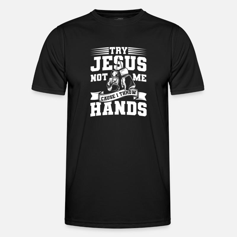 Versuch es mit Jesus - Männer Funktions-T-Shirt - Schwarz
