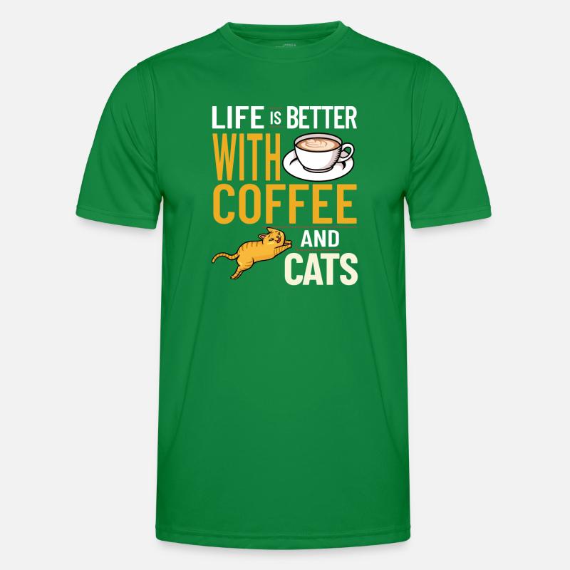 Coffee Cat Machine Kitten Cup Beans Men's Functional T-Shirt