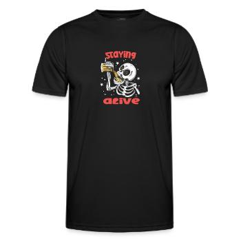 Skull Beer Staying Alive - Männer Funktions-T-Shirt - Schwarz - Vorne - AI Model Male 178 dark (178cm)