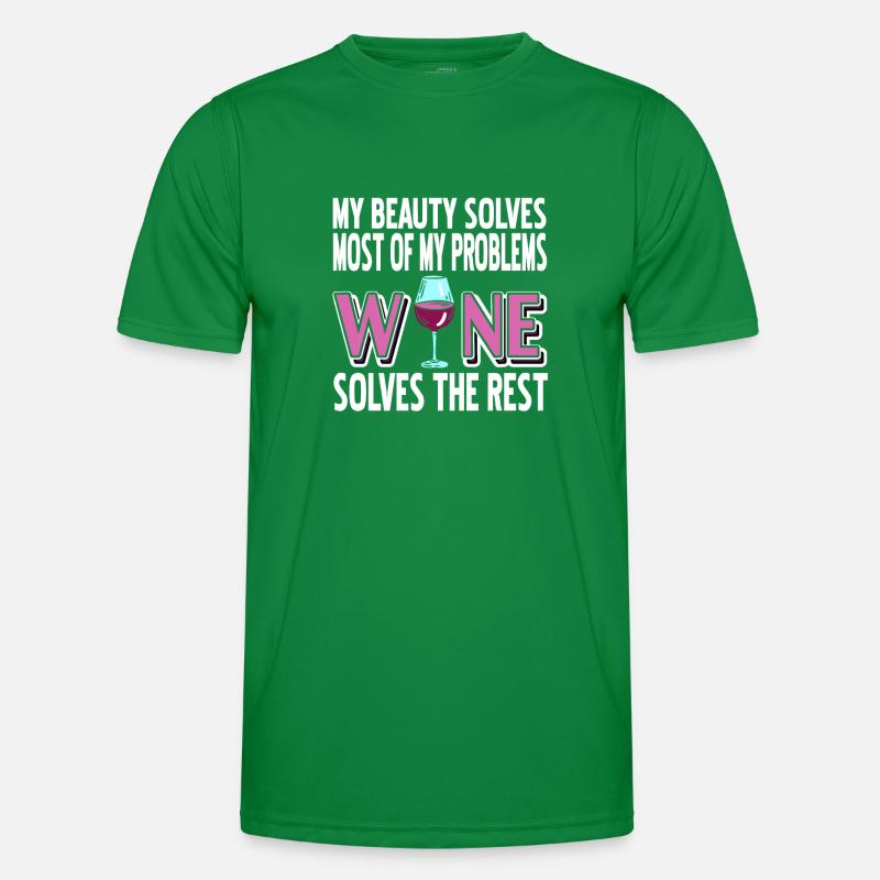 Wine Solves Problem Funny Wine Lover T-Shirt Männer Funktions-T-Shirt