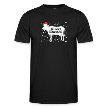 Merry Cowmas Drôle de vache Pyjama de Noël Consécration - T-shirt sport Homme - noir - Devant - AI Model Male 178 dark (178cm)