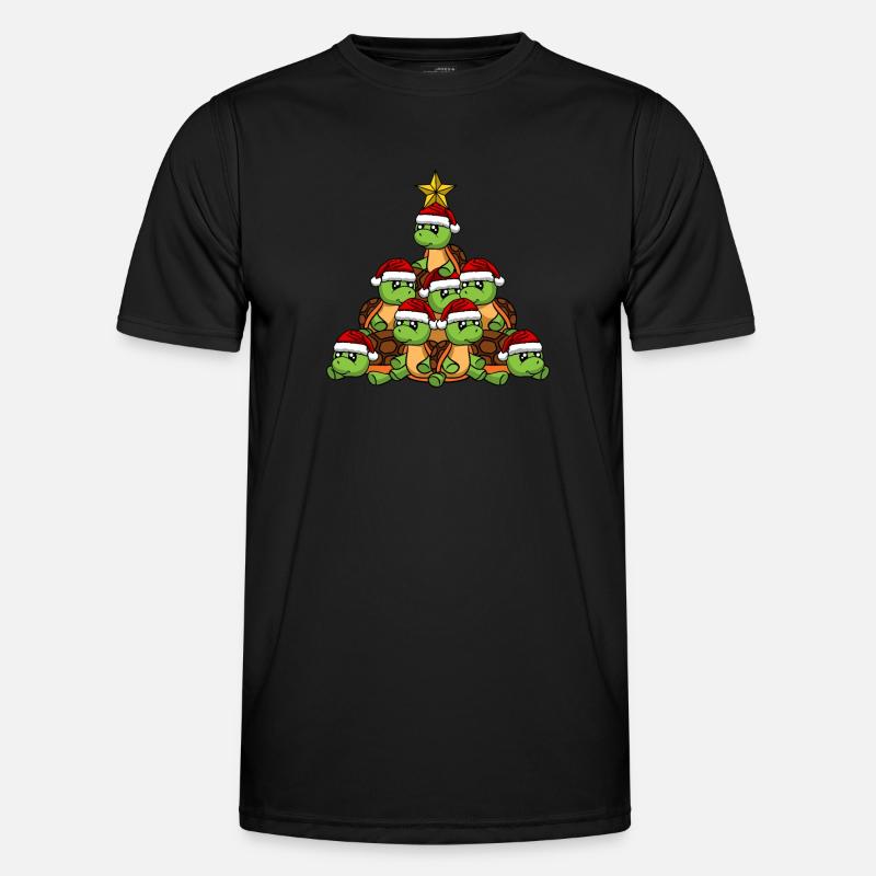 Turtle Christmas Tree - Men's Functional T-Shirt - black