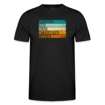 Retro Husband Dad Hero Kitesurfing Legend - Männer Funktions-T-Shirt - Schwarz - Vorne - AI Model Male 178 dark (178cm)