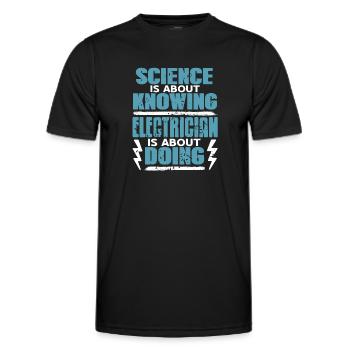 La science sur la connaissance de l’électricien consiste à faire - T-shirt sport Homme - noir - Devant - AI Model Male 178 dark (178cm)