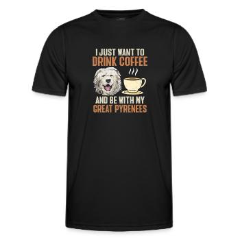 Great Pyrenees Dog Coffee Pyrenees - Men's Functional T-Shirt - black - Front - AI Model Male 178 dark (178cm)