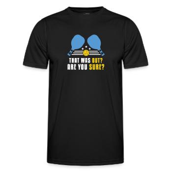 That Was Out? Are You sure? - Men's Functional T-Shirt - black - Front - AI Model Male 178 dark (178cm)
