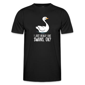 J’aime vraiment les cygnes Ok Funny Swan - T-shirt sport Homme - noir - Devant - AI Model Male 178 dark (178cm)