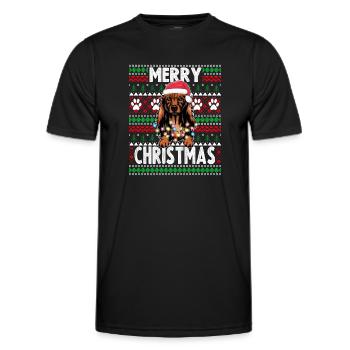 Süßer Hund Pyjama - Langer Mantel Dackel Hund Liebhaber Ch - Männer Funktions-T-Shirt - Schwarz - Vorne - AI Model Male 178 dark (178cm)