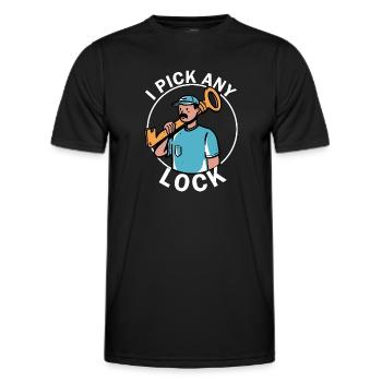 Technologie de sécurité de serrurier - T-shirt sport Homme - noir - Devant - AI Model Male 178 dark (178cm)
