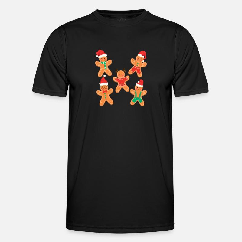 Lebkuchenmann Plätzchen Weihnachten Pyjamas Xmas - Männer Funktions-T-Shirt - Schwarz