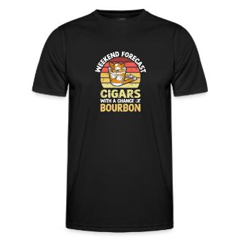 Weekend Forecast Cigars With A Chance Of Bourbon - Männer Funktions-T-Shirt - Schwarz - Vorne - AI Model Male 178 dark (178cm)