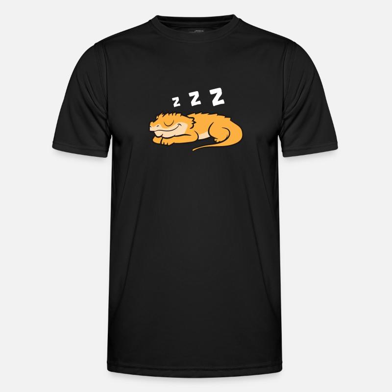 Haubengecko Reptil Eidechse Schlafender - Männer Funktions-T-Shirt - Schwarz