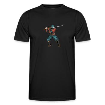 Épée Katana Samouraï - T-shirt sport Homme - noir - Devant - AI Model Male 178 dark (178cm)