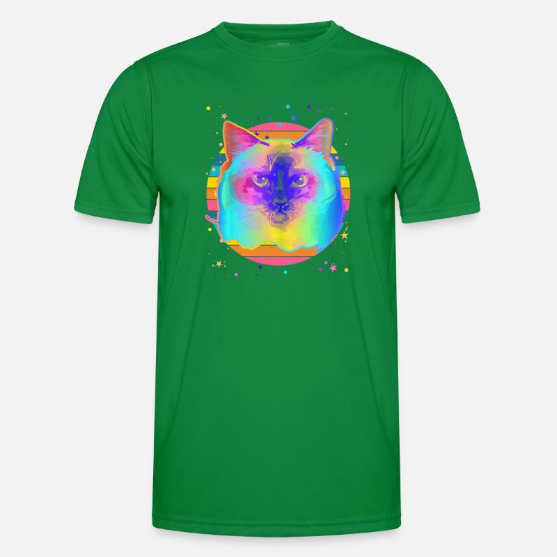 Birma Cat Regenbogen Space Schwarz Männer Funktions-T-Shirt